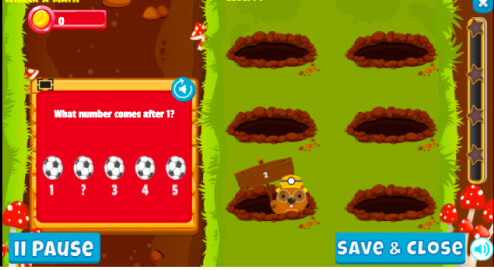 Whack-A-Math fun math game to practice kindergarten math on LoonyLearn