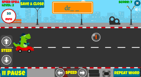 Speed Spell fun spelling game to practice kindergarten spelling words on LoonyLearn